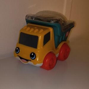 Fisher-Price Yellow & Teal Happy Dump Truck with Red Wheels